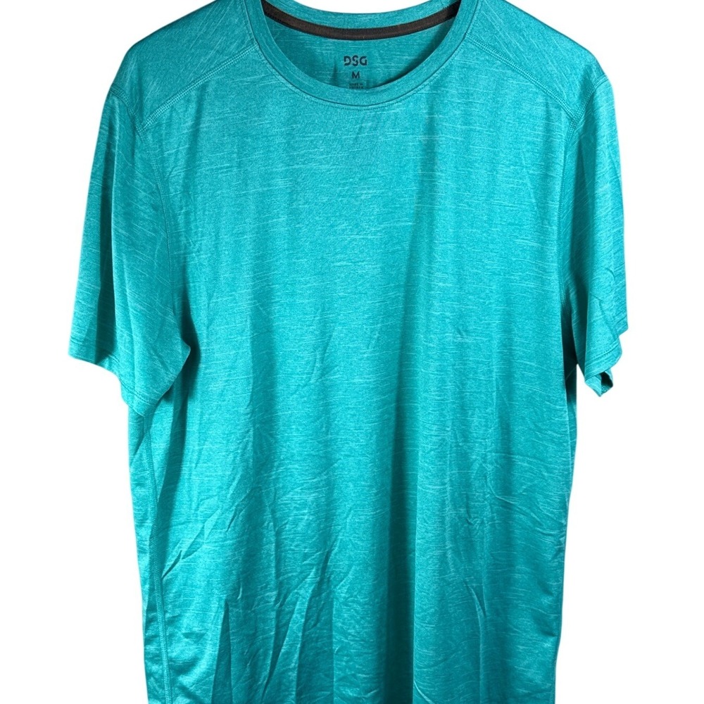 DSG Mens Performance T-Shirt Teal/Green  Short Sleeve Athletic Gym Top Size M